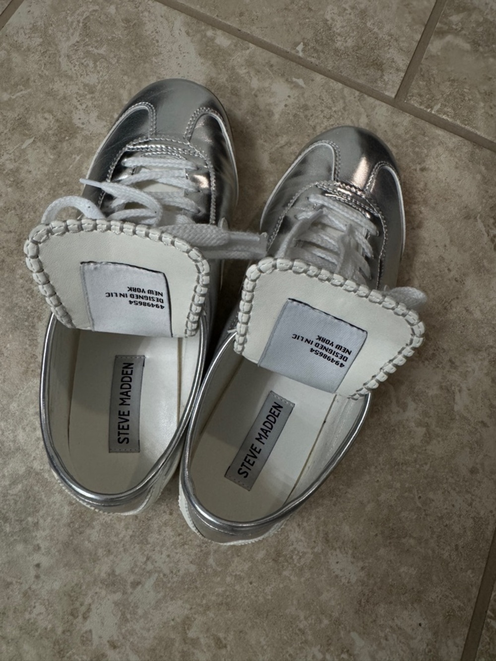 Steve Madden Silver Metallic Lace-Up Sneakers